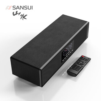 山水p300无线蓝牙音箱大音量环绕电脑桌面木质复古小音响家用客厅 黑