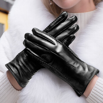 真皮手套女冬季防风骑行开车加绒保暖骑车分指触屏时尚商务新品女孩