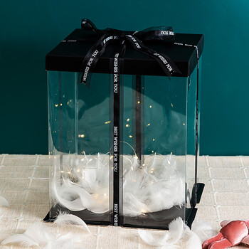 盒空盒 生日仪式感礼物盒流体熊包装盒精致大号礼品盒感透明礼盒空盒