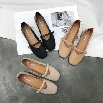 翰钦2024春秋季方头粗跟中跟复古奶奶鞋一字扣单鞋韩版女鞋高跟鞋女夏