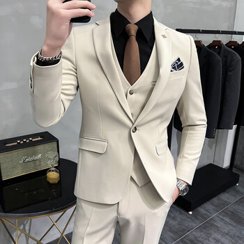 南福希nfx高端品牌新郎西服套装男士三件套一粒扣结婚礼服休闲正装