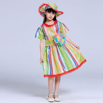 时装秀六一儿童节服装男女童班级表演走秀演出服环保衣服 绿色环保女