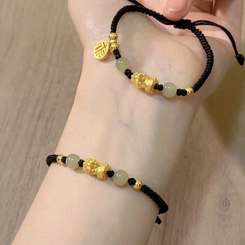 黄金貔貅 2金珠编织手链