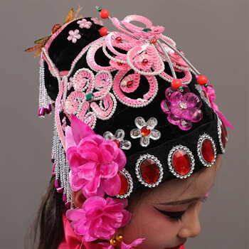 京剧戏服儿童俏花旦演出服戏曲服装唱戏衣服水袖戏剧雪z 头饰加辫子