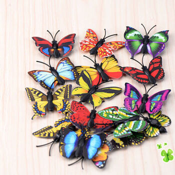 多彩蝴蝶苔藓微景观摆件  仿真迷你蝴蝶盆景多肉装饰品组装配件禄协