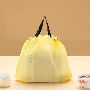 袋礼品袋购物塑料袋子定制黄色无印刷束口袋1包50个小号3020底12cm