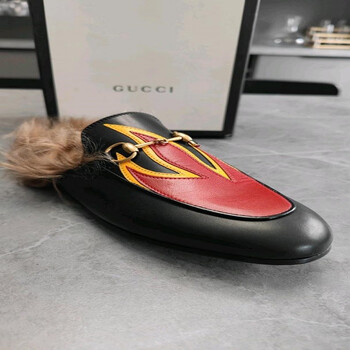 古驰(gucci) 女士毛毛拖鞋 拼色 35