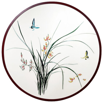 笼趣纯手工刺绣苏绣成品装饰挂画客厅玄关圆框新中式山水画花鸟鱼