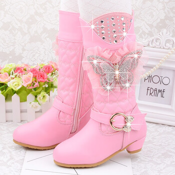 儿童冬季加绒女童高跟长靴韩版高筒公主棉鞋女孩子雪地