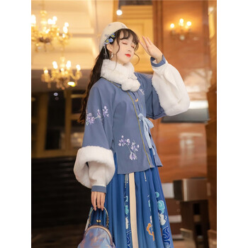 拜年服女成人汉服冬季女装唐制冬季拜年服中国风红色加厚过年穿马面