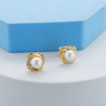 郎恋新款韩版s925银时尚珍珠耳环简约风气质镶钻星球耳钉玫瑰花朵耳饰