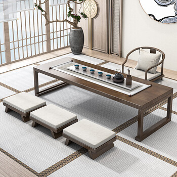 日式茶桌小茶几炕桌新中式禅意喝茶桌子阳台地桌榻榻米单桌1205035cm