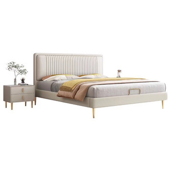 薄床头软体床布艺床轻奢极简现代简约1.5米主卧皮床双人小户型1.8 1.