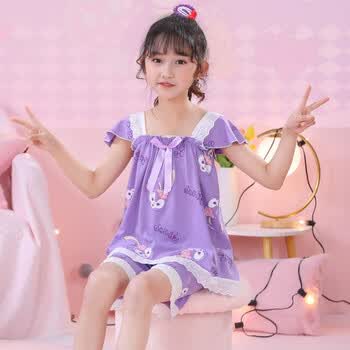 库洛咪女童睡衣儿童夏季纯棉吊带公主小女孩薄款中大童家居服套装