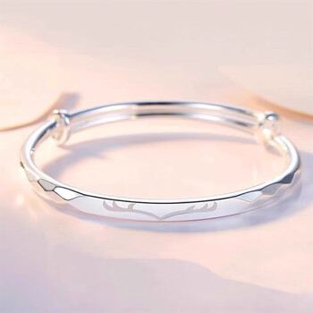 adrius足银9999银手镯女实心水立方菱形时尚个性学生年轻款银饰送女友