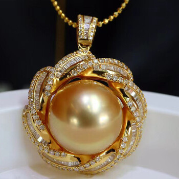 pearlboat 菲律金珍珠吊坠 海水珍珠项链18k金镶钻石轻奢锁骨链送女友