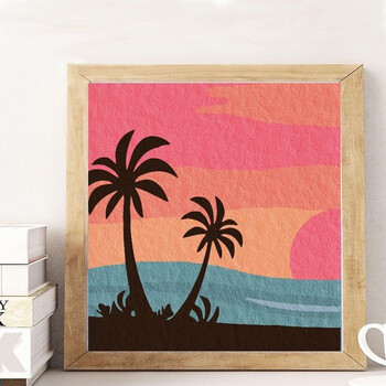 奈讯数字油画定制创意 diy数字油画手绘风景画填色小尺寸自己画儿童