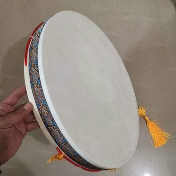纯山羊皮跳大神二神鼓文王鼓东北看事出马镇堂鼓 鼓鞭鼓包神词 43厘米