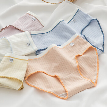 女童内裤发育期912岁大童13一15岁女孩初中生莫兰迪简约布标撞色木耳