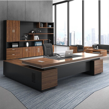 魅荣老板桌办公桌总裁桌现代简约新中式板式大班台桌椅电脑桌套装 g款