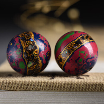 诺尼思大漆珠单珠散珠手工犀皮镶嵌螺钿大漆工艺漆器佛珠手串文玩饰品