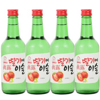 真露草莓味利口酒蒸馏酒的配制酒韩国原装进口360ml4瓶