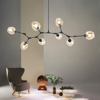 北欧分子灯客厅轻奢吊灯简约现代创意个性家用魔豆餐厅卧室led灯 8头