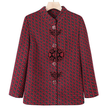 艾太太老年妈妈春秋款宽松外套奶奶装春装毛呢上衣70岁80老太太老人