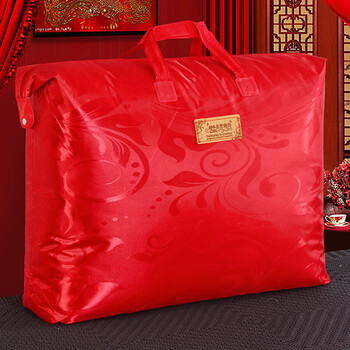 被大红色牛津布手提陪嫁大号特大棉被包装袋花好月圆8090cm可装812斤