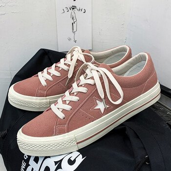 allstar/匡·威男鞋五角星星帆布鞋官网夏季滑板鞋男女同款 粉色 35