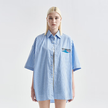 vetements2023年新款衬衫男女同款宽松休闲简约短袖 浅