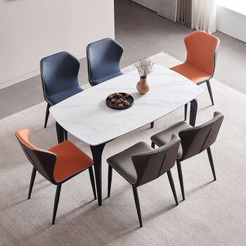 组合简约风格碳素钢结构餐台长方形吃饭桌子大小户型家用餐厅家具饭桌