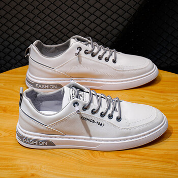 飓一卡迪高官方网男鞋春季新款小白鞋子皮面板鞋男士休闲皮鞋百搭学生