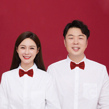 夏天外穿的结婚照情侣装衬衣男女白色创意证件照衣服衬衫领证登记情侣