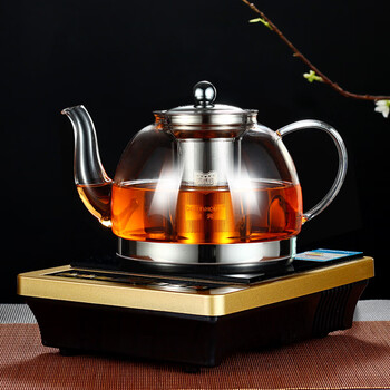 borunhome电磁炉专用煮茶壶套装耐高温加厚玻璃茶壶不锈钢过滤玻璃煮