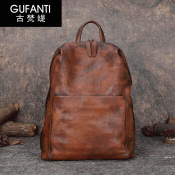 古梵缇（GUFANTI）双肩包男 时尚牛皮复古休闲旅行背包包gft-gft-645 棕色