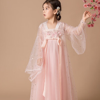 风春秋夏季子汉服母女古装汉服子母女春夏春中国风古汉服唐超 粉色