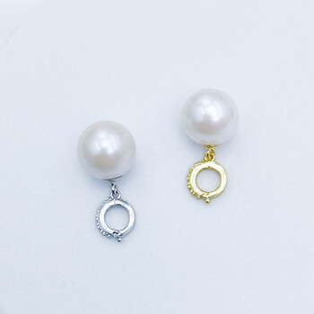 正圆淡水珍珠单珠吊坠银微镶扣时尚气质s925银色白珠项链银色1112mm