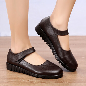 单鞋春秋款妈妈鞋真皮软底老人家鞋舒适鞋特大号中老年单鞋女深棕色37
