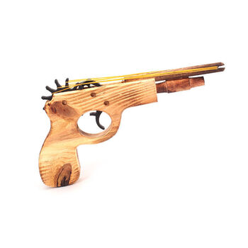 皮筋枪木质打皮筋木头枪儿童玩具双管木抢短枪怀旧玩具景区工艺品六一