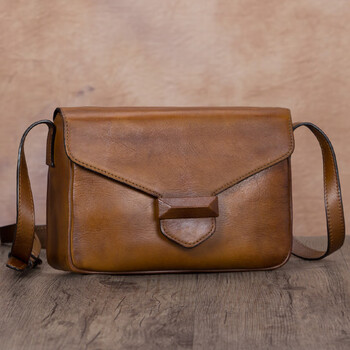 新款其乐复古包包女包斜挎包女单肩包女手提包女小包新款棕色