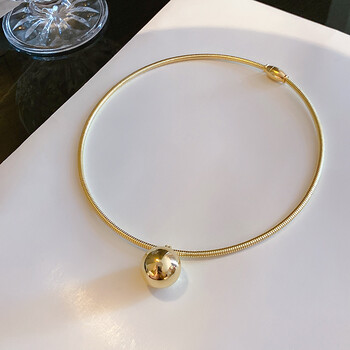 圆球项圈小众设计感项链女锁骨链嘻哈颈带颈链个性颈圈配饰 金色