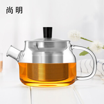 尚明耐热玻璃冲茶壶带过滤泡花茶壶小容量泡茶器功夫茶具套装家用办公 单壶 470ml