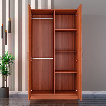 衣柜家用卧室现代简约收纳储物柜子简易房用王先森家具柚木色4门180高