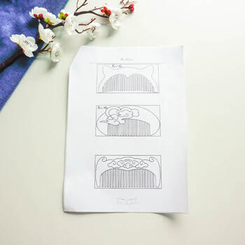 桃木发簪图纸桃木发簪图纸梳子勺子古风古琴书签diy手工手作图纸模板