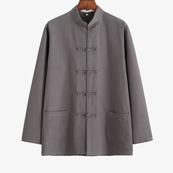 禅服中老年休闲男士男式春秋季复古中国风汉服外套褂子深灰色1853xl