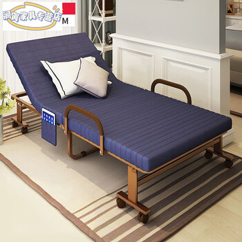 折叠床办公室家用午休床单人床双人午睡床躺椅沙发床100cm藏蓝色