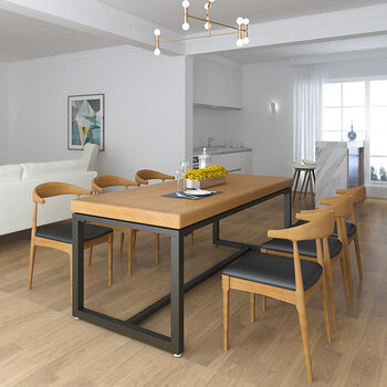 【比德狐】2018新款loft桌子客厅长条桌现代简约 铁艺餐桌工作台办公