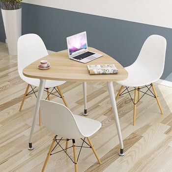 悦山 办公操作台洽谈会客三角桌休闲会议桌一桌3椅 800*800*750