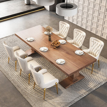 泽雅居家用小户型实木餐桌椅组合新中式家庭饭桌轻奢餐厅酒店会客长桌